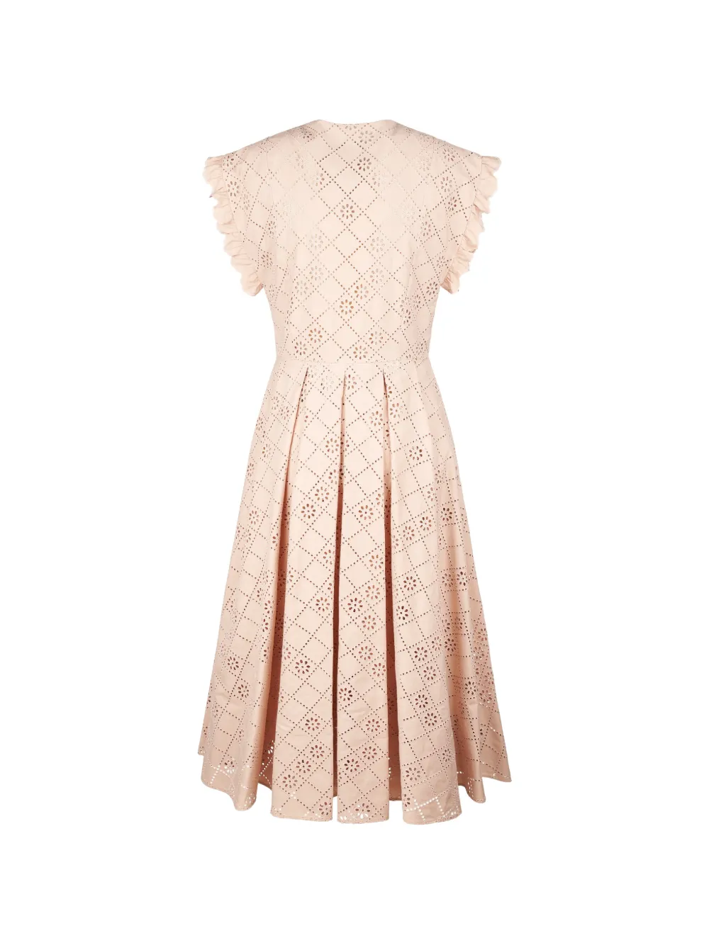 Alberta Ferretti Broderie jurk met ruches Beige