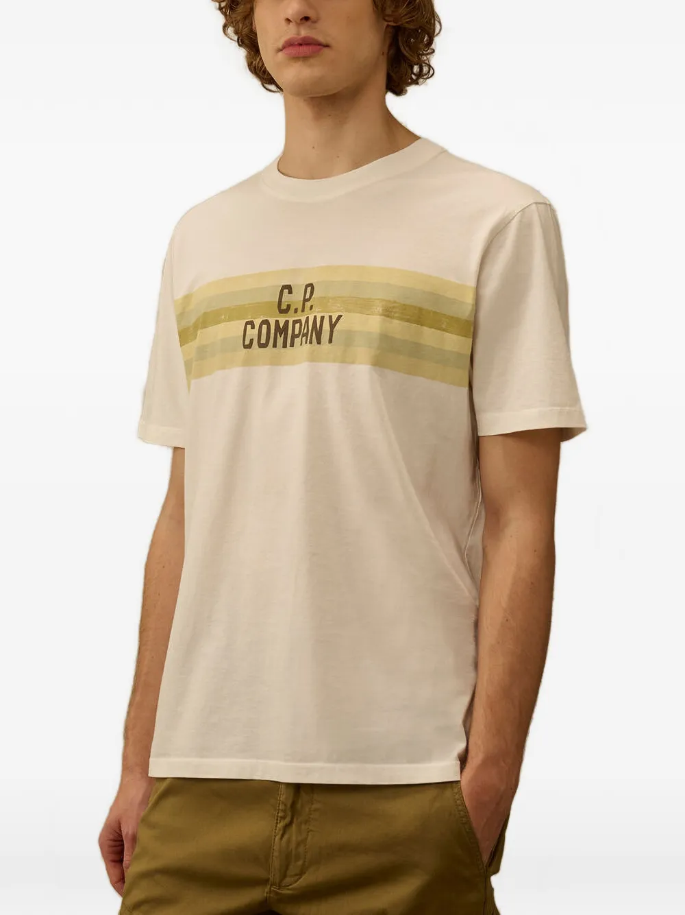 C.P. Company T-shirt met gestreept detail Beige