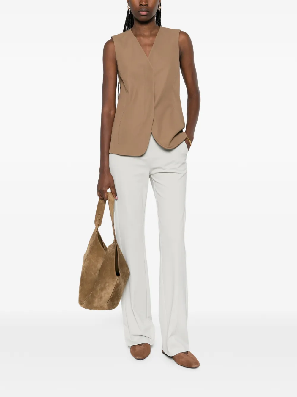  Pinko Buttoned Straight Trousers - Neutrals 