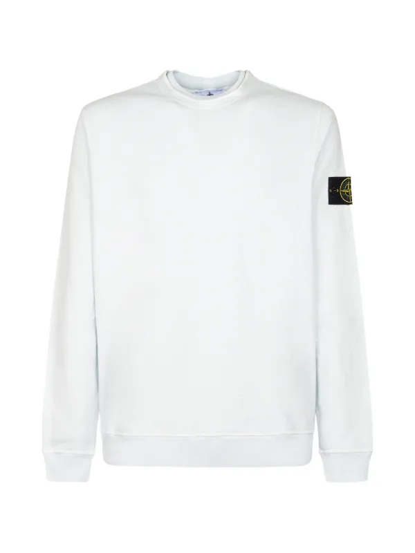 Stone Island 6100034 Malfilé Fleece 'old' Effect Regular-fit Crewneck Sweatshirt in White
