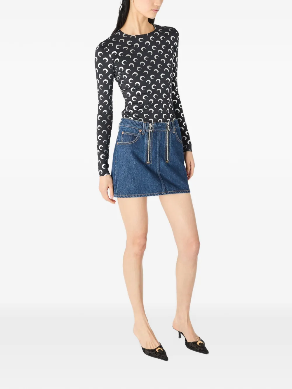 Marine Serre Denim mini-rok Blauw