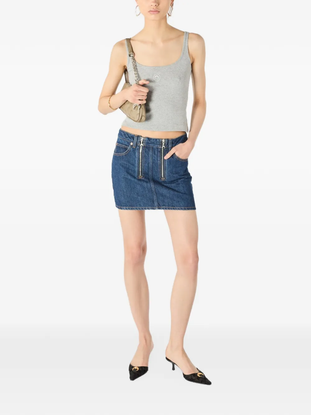Marine Serre Denim mini-rok Blauw