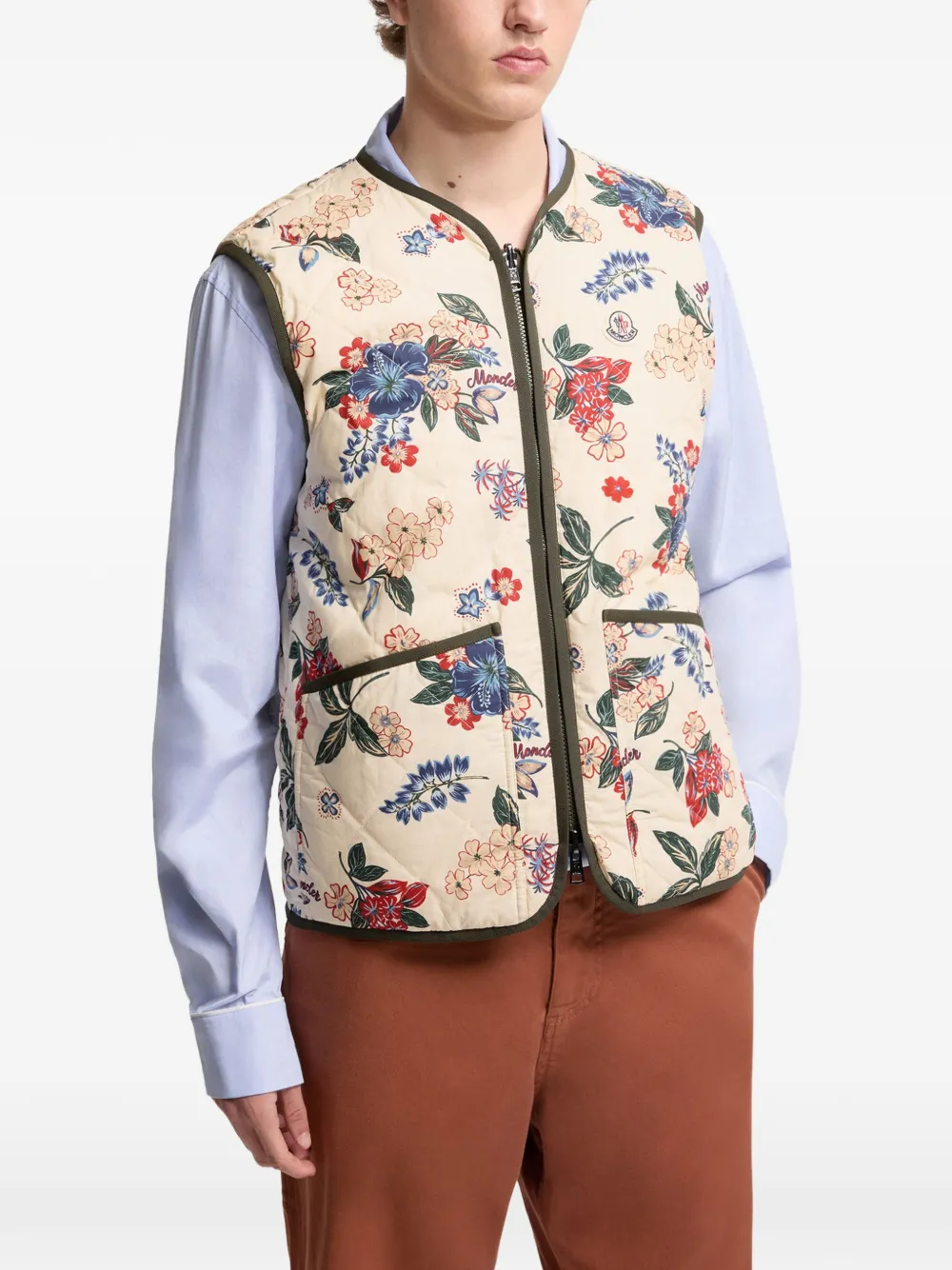 Moncler Bodywarmer met bloemenprint Groen