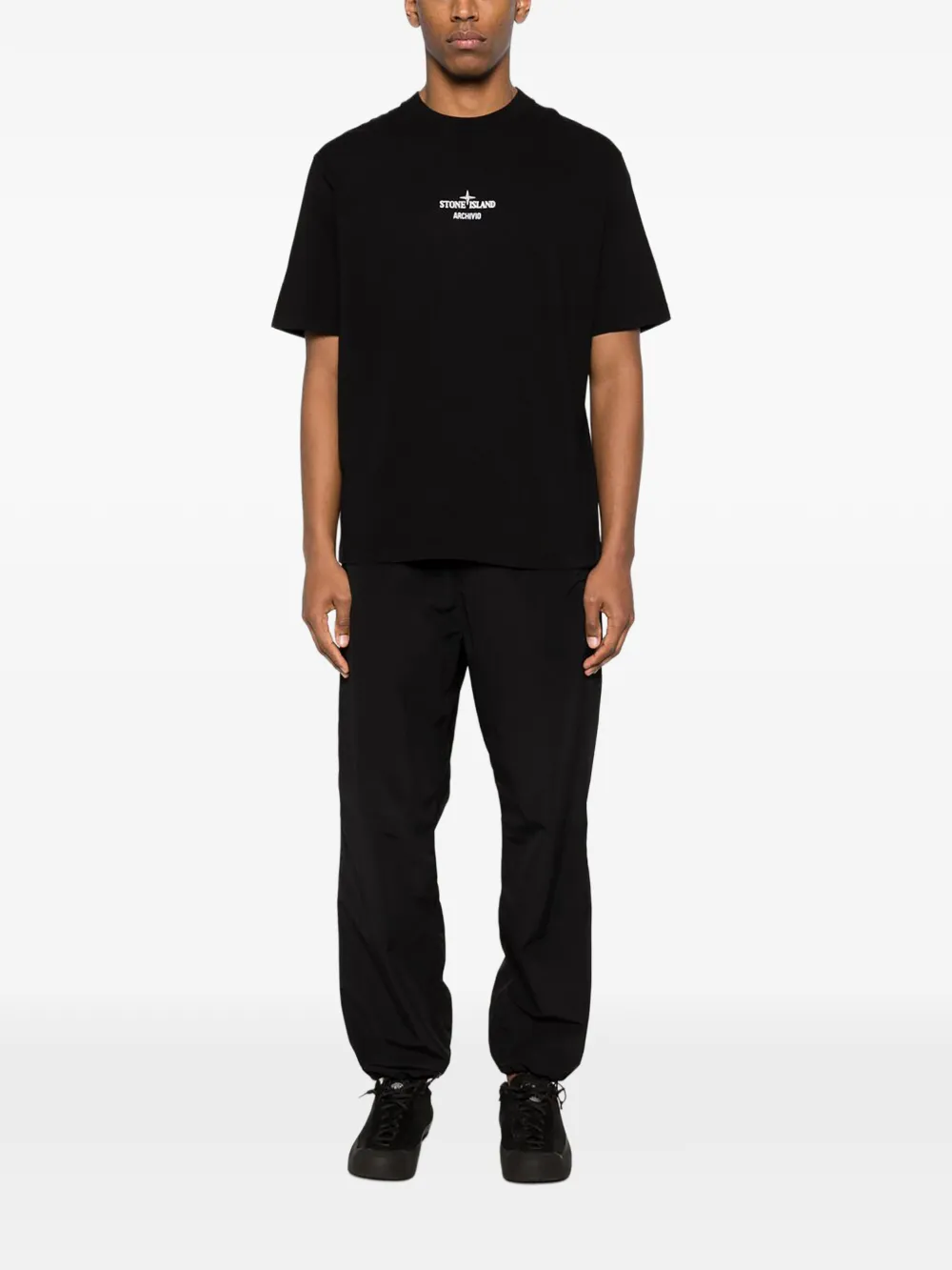Stone Island T-shirt met logoprint Zwart