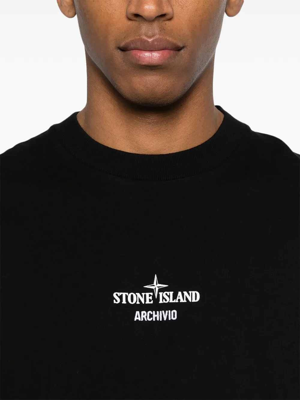 Stone Island T-shirt met logoprint Zwart