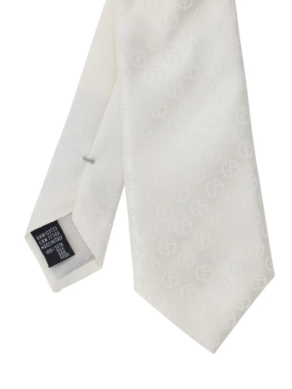 Giorgio Armani tonal-logo silk tie - Wit