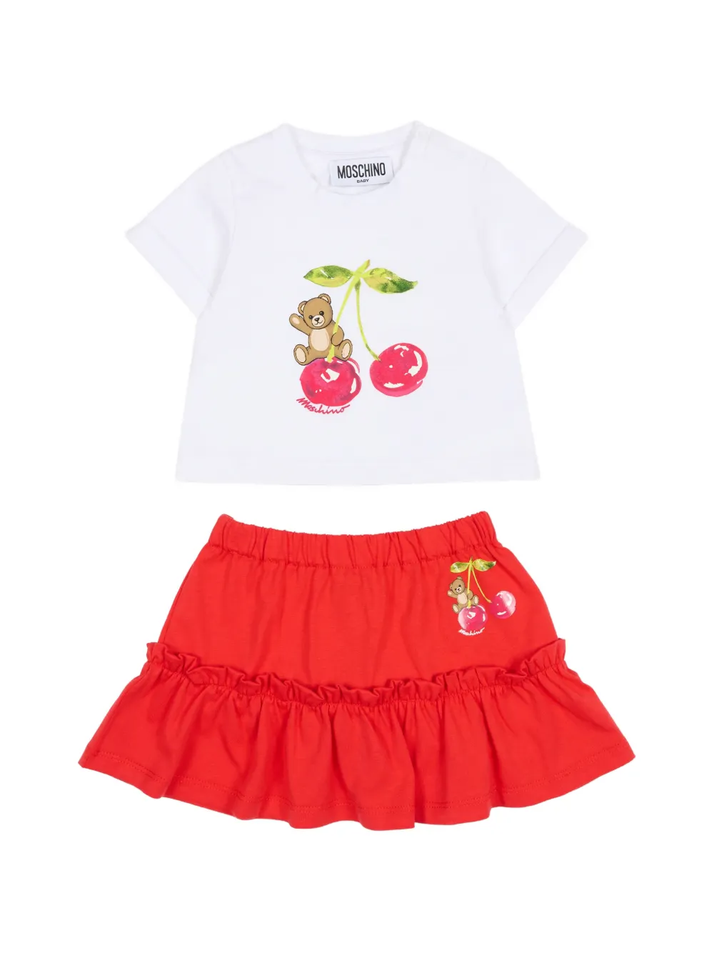 Moschino Kids logo-print ruffled skirt set - Bianco