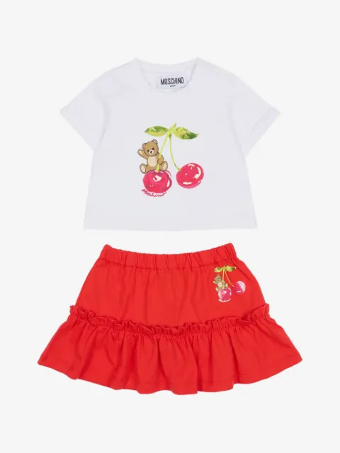 Moschino Kids logo-print ruffled skirt set