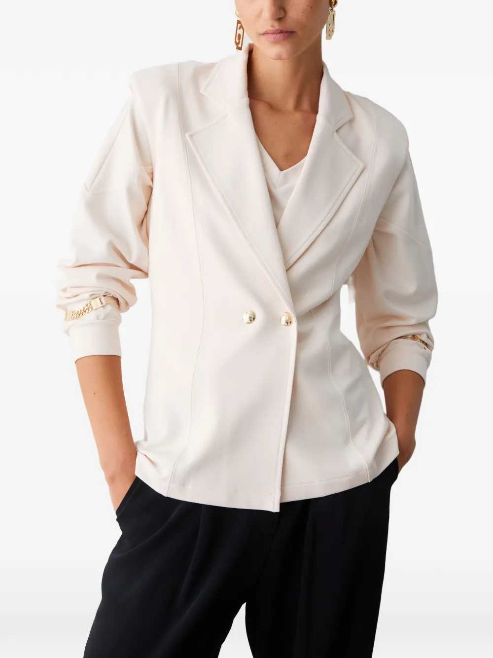 Padded-Shoulder Double-Breasted Waistcoat