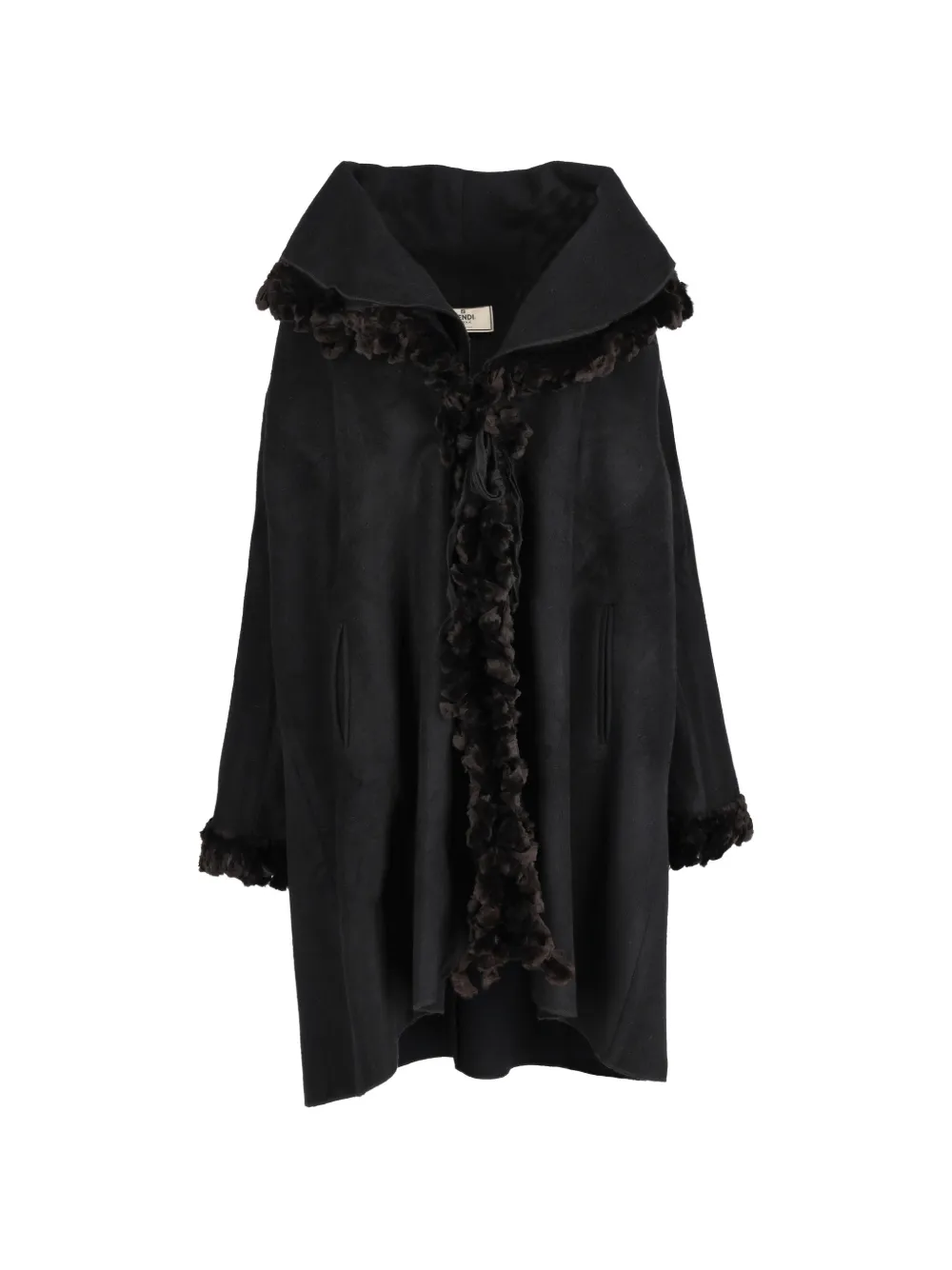 Fendi Pre-Owned textured-trim coat - Nero