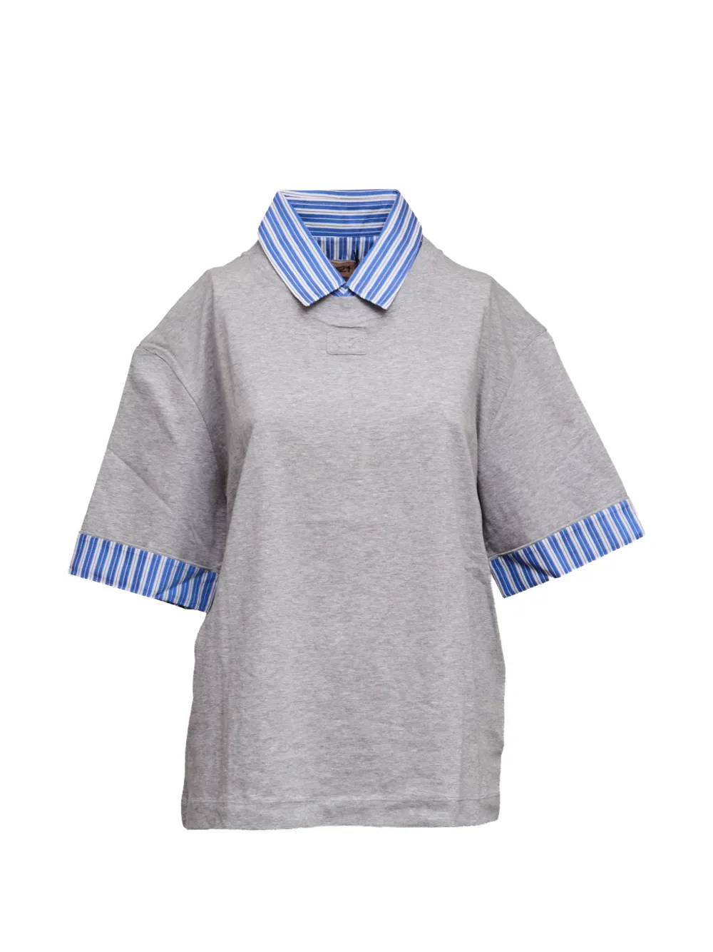 Nº21 contrast detail collared t-shirt - Grigio