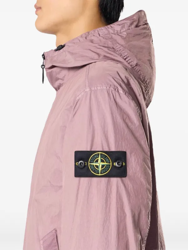 Stone Island Hooded logo-patch Jacket | Pink | FARFETCH