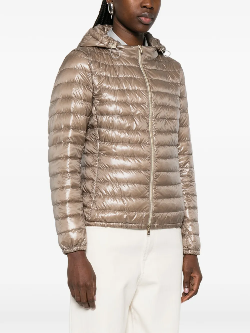  Herno Hooded Zip Coat - Neutrals 