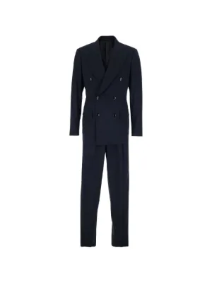 Giorgio Armani ピークドラペル ダブルスーツ | ブルー | FARFETCH JP