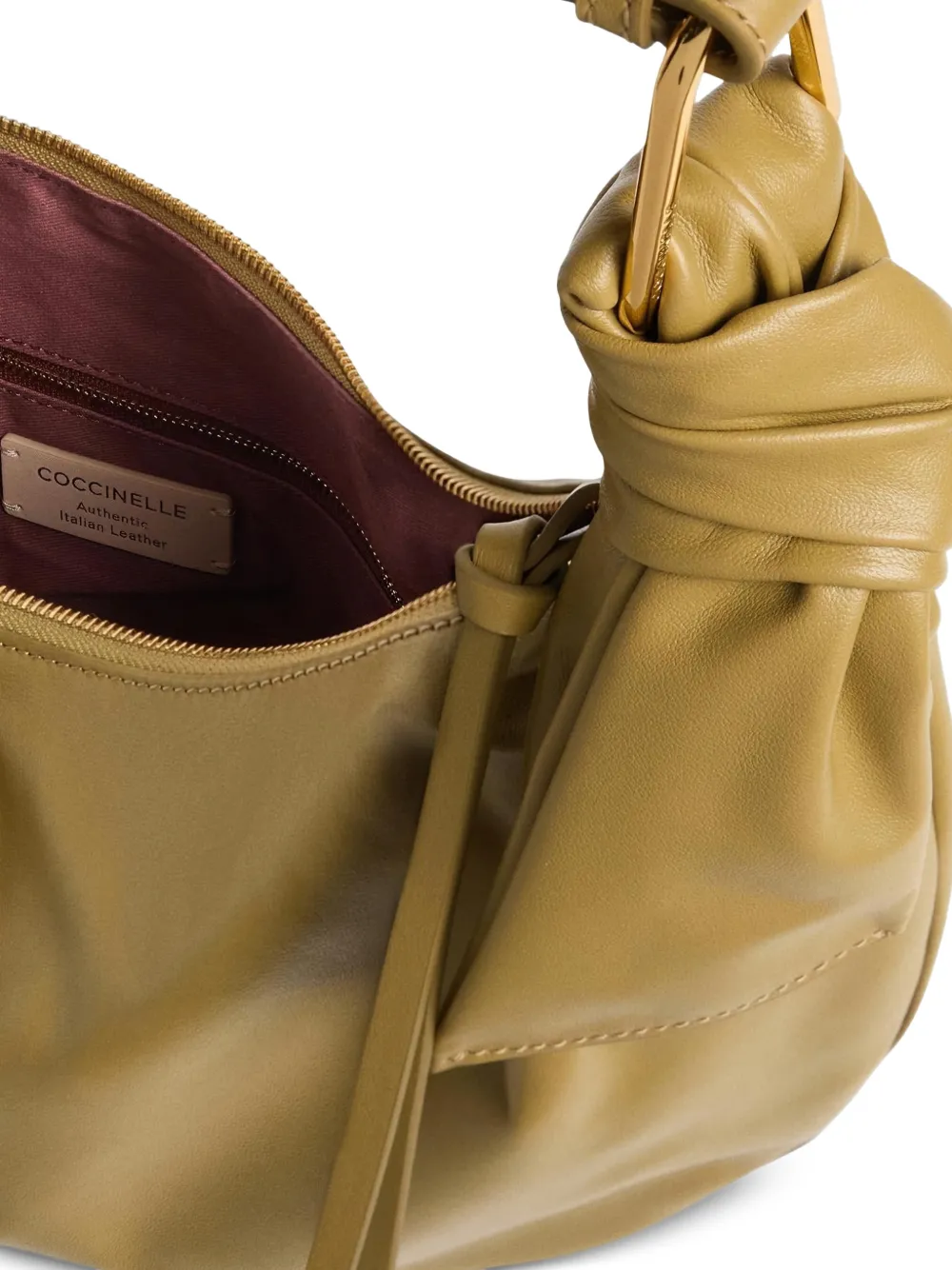 Coccinelle Furoshiki grote schoudertas met geknoopt detail Beige