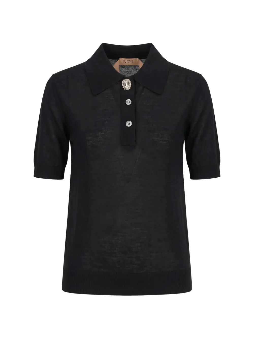 Nº21 jewel-button polo shirt - Nero