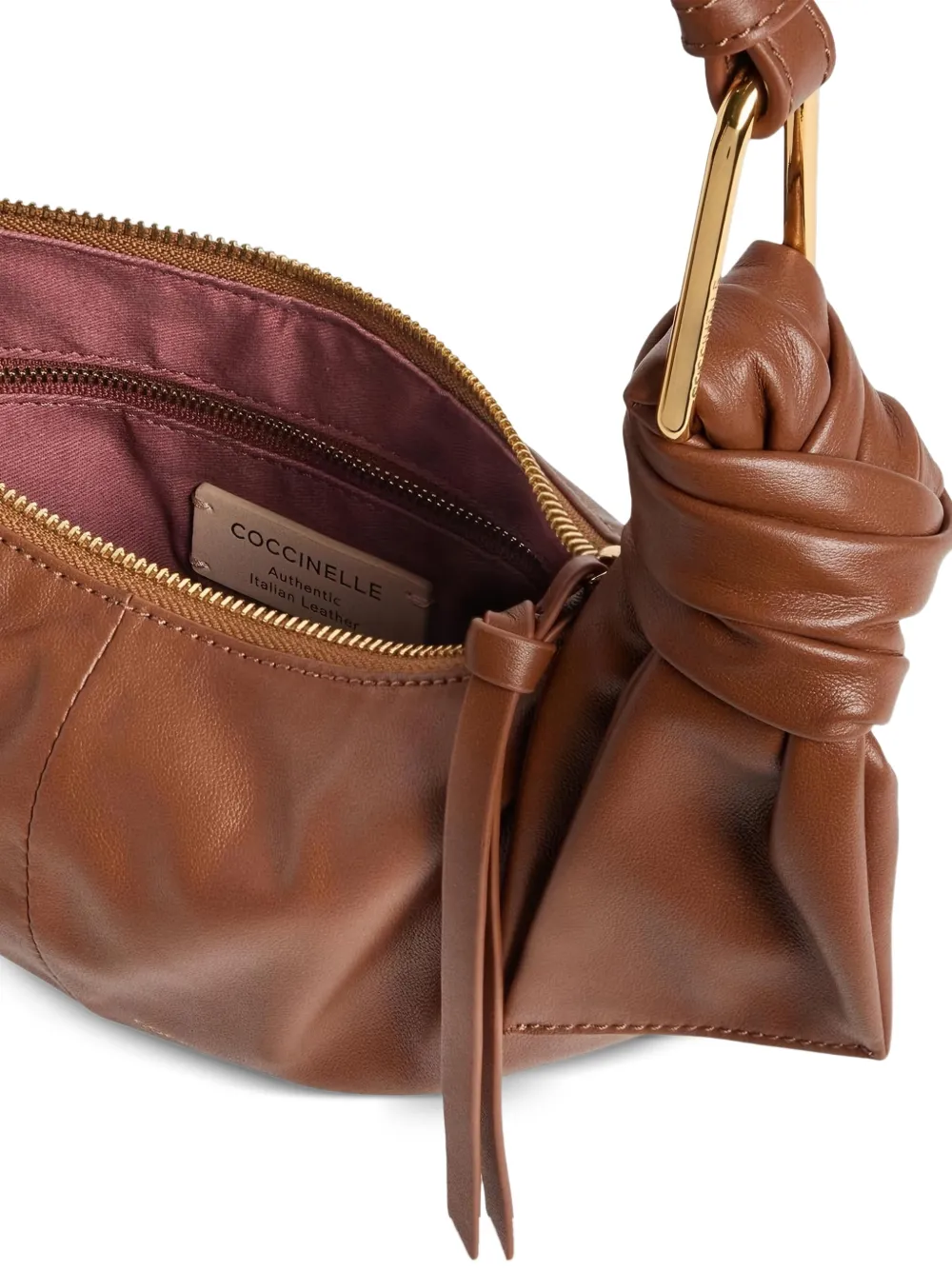 Coccinelle Furoshiki kleine schoudertas met geknoopt detail Bruin