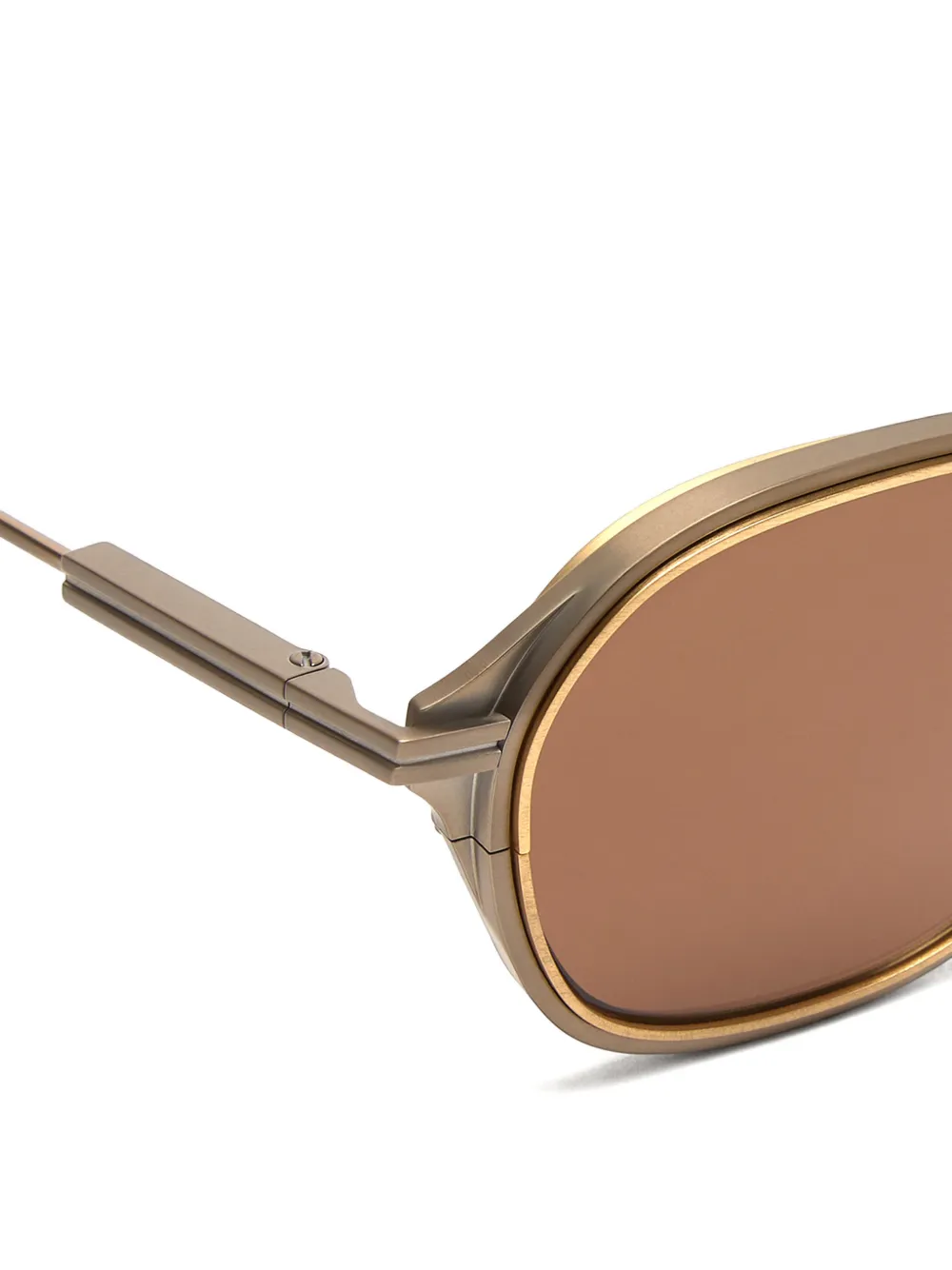Zegna Zonnebril met rond montuur Bruin