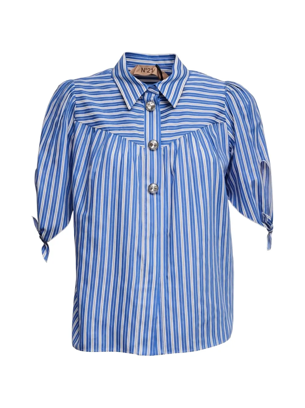 Nº21 striped jewelled-button shirt - Blau