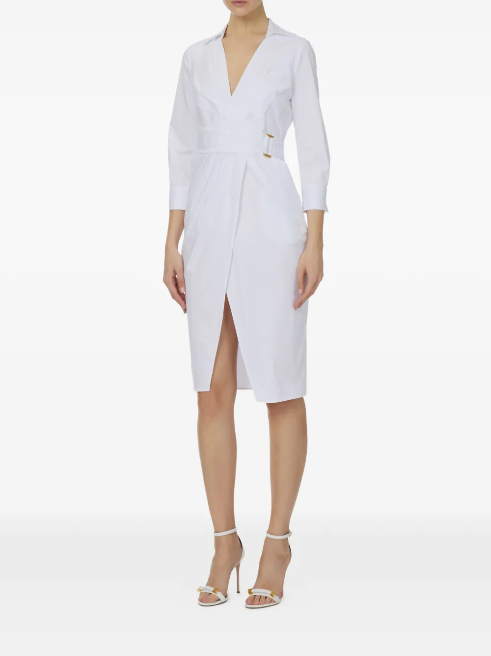 Elisabetta Franchi wrap midi dress - Bianco