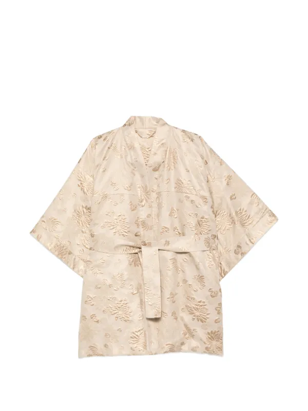 Kiton Floral Overcoat in Neutrals