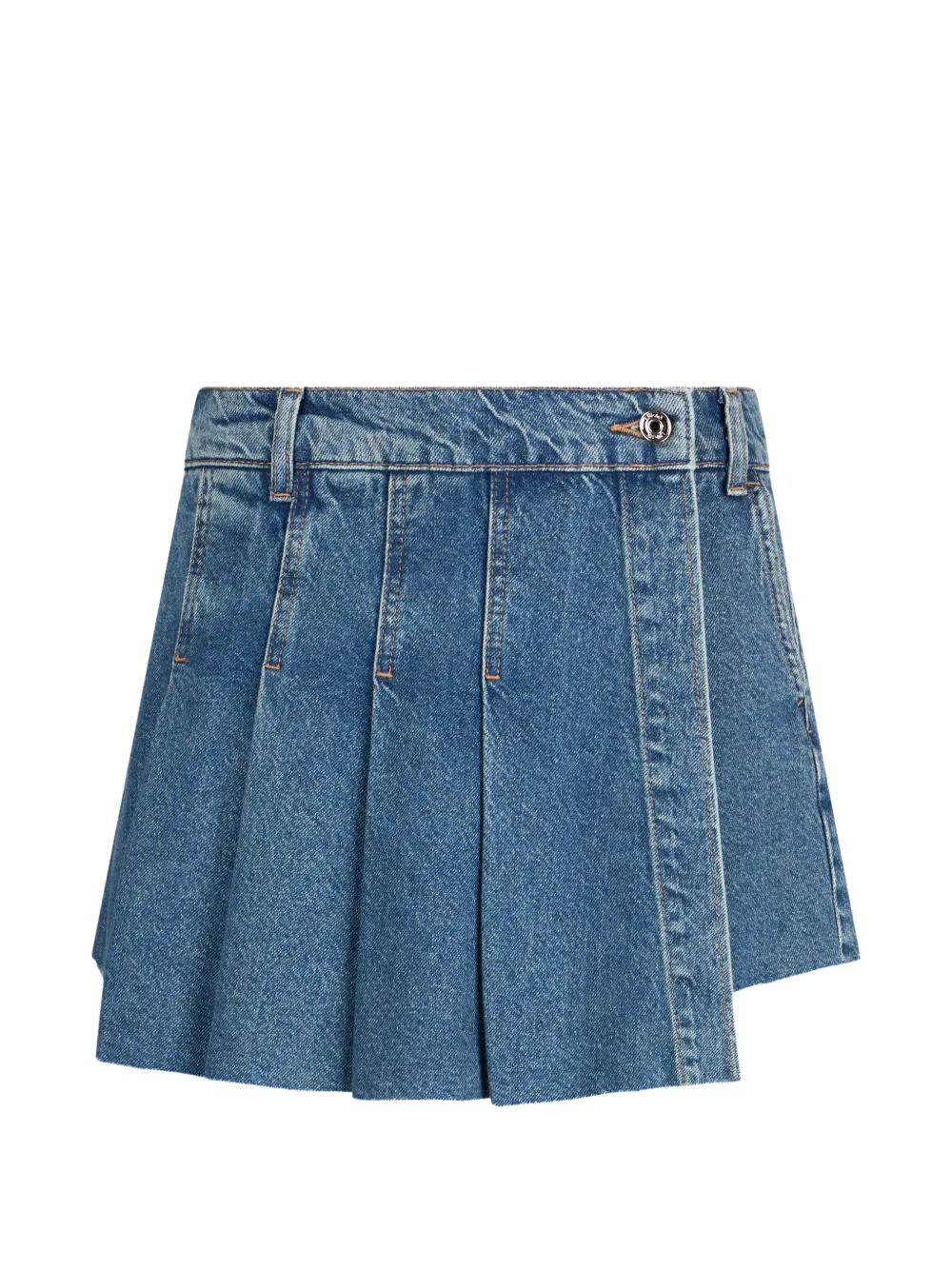 LIU JO pleated frayed denim shorts - Blu