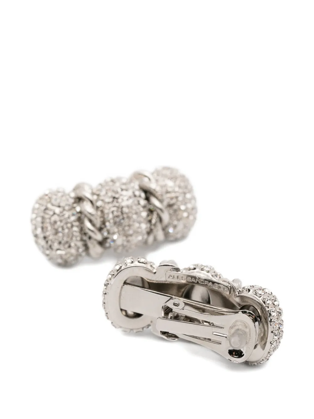 Alessandra Rich Twisted Embellished Bijoux Earrings in Silver, view 3