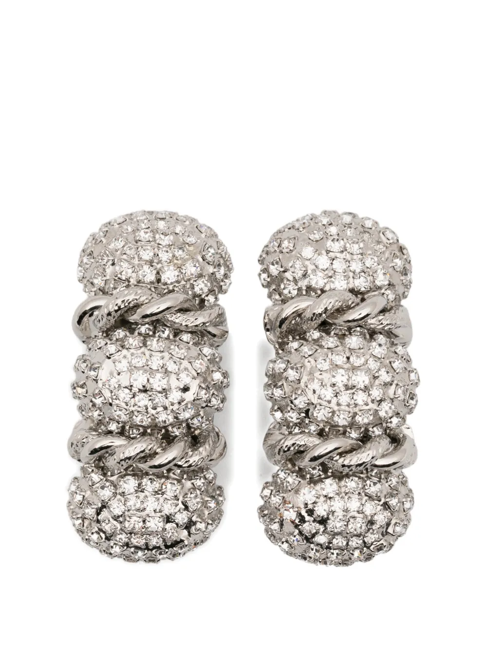 Alessandra Rich twisted embellished bijoux earrings - Argento