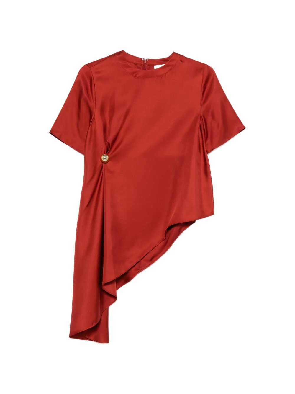 LouLou de Saison Madea button-detail asymmetric blouse - Rosso