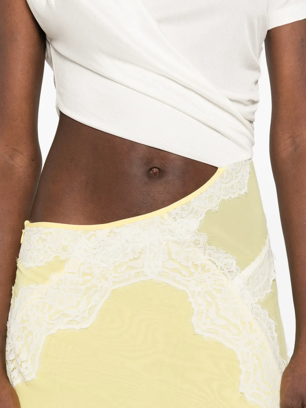 Christopher Esber Verve asymmetrische jurk met kanten afwerking Geel