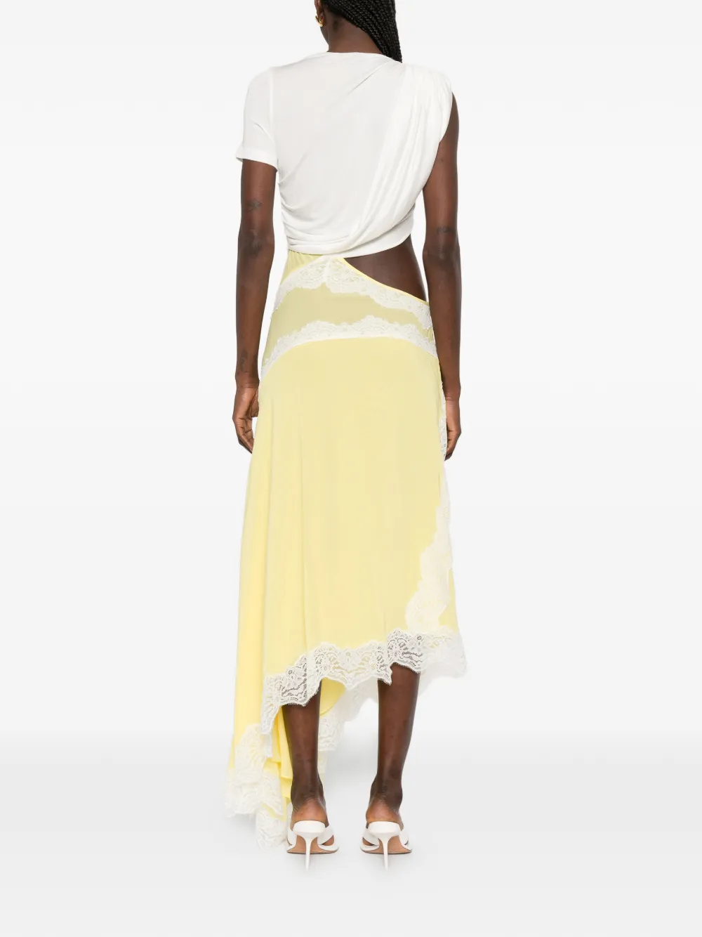 Christopher Esber Verve asymmetrische jurk met kanten afwerking Geel