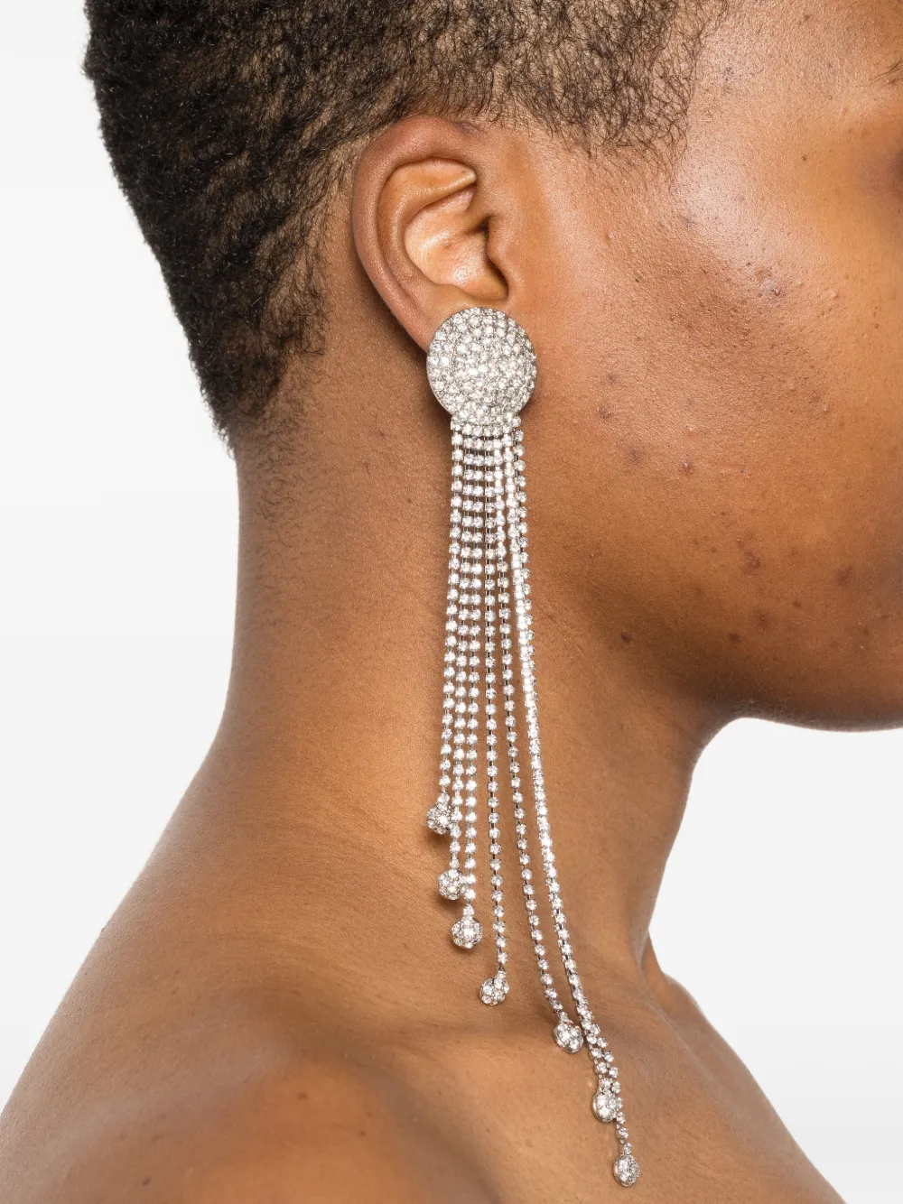 Alessandra Rich Fringes Drop Earrings - Silver 