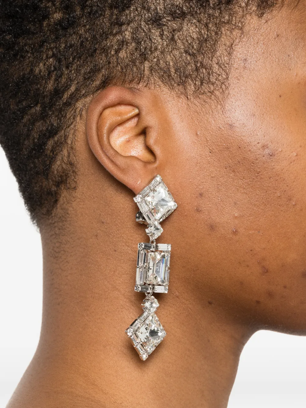 Alessandra Rich Crystal Drop Earrings - Silver 