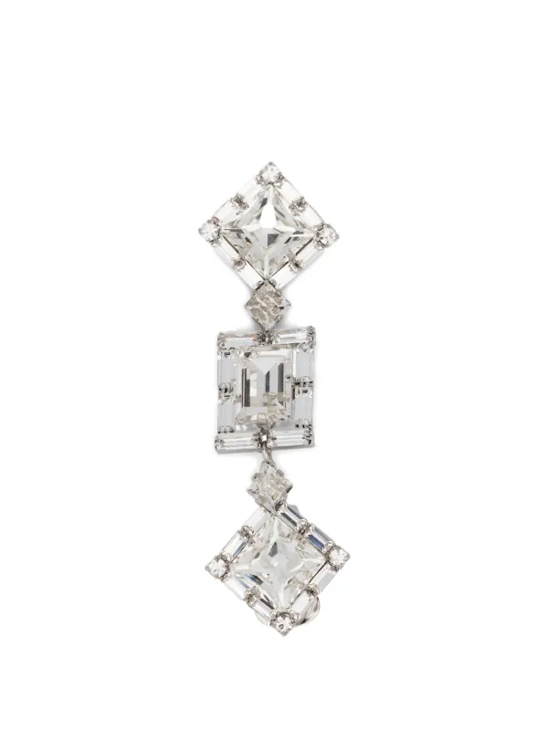 Alessandra Rich Crystal Drop Earrings in Silver