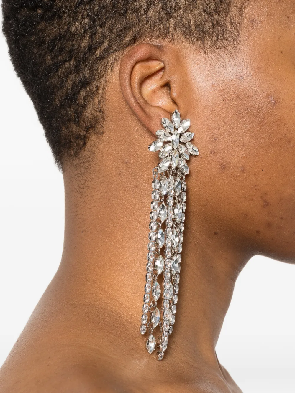  Alessandra Rich Floral Chain Earrings - Silver 