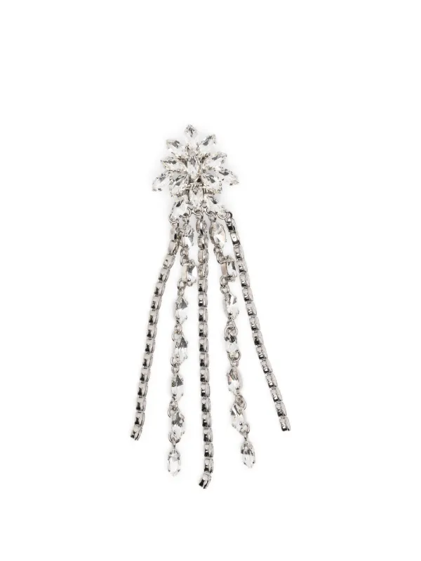 Alessandra Rich Floral Chain Earrings in Silver