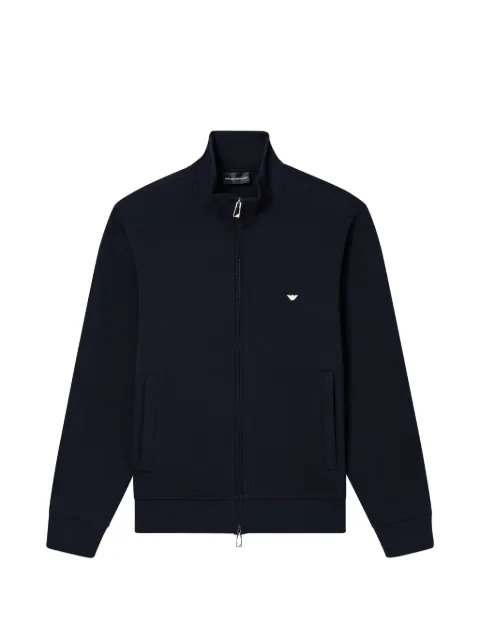 Emporio Armani full-zip sweatshirt in double jersey with micro eagle embroidery