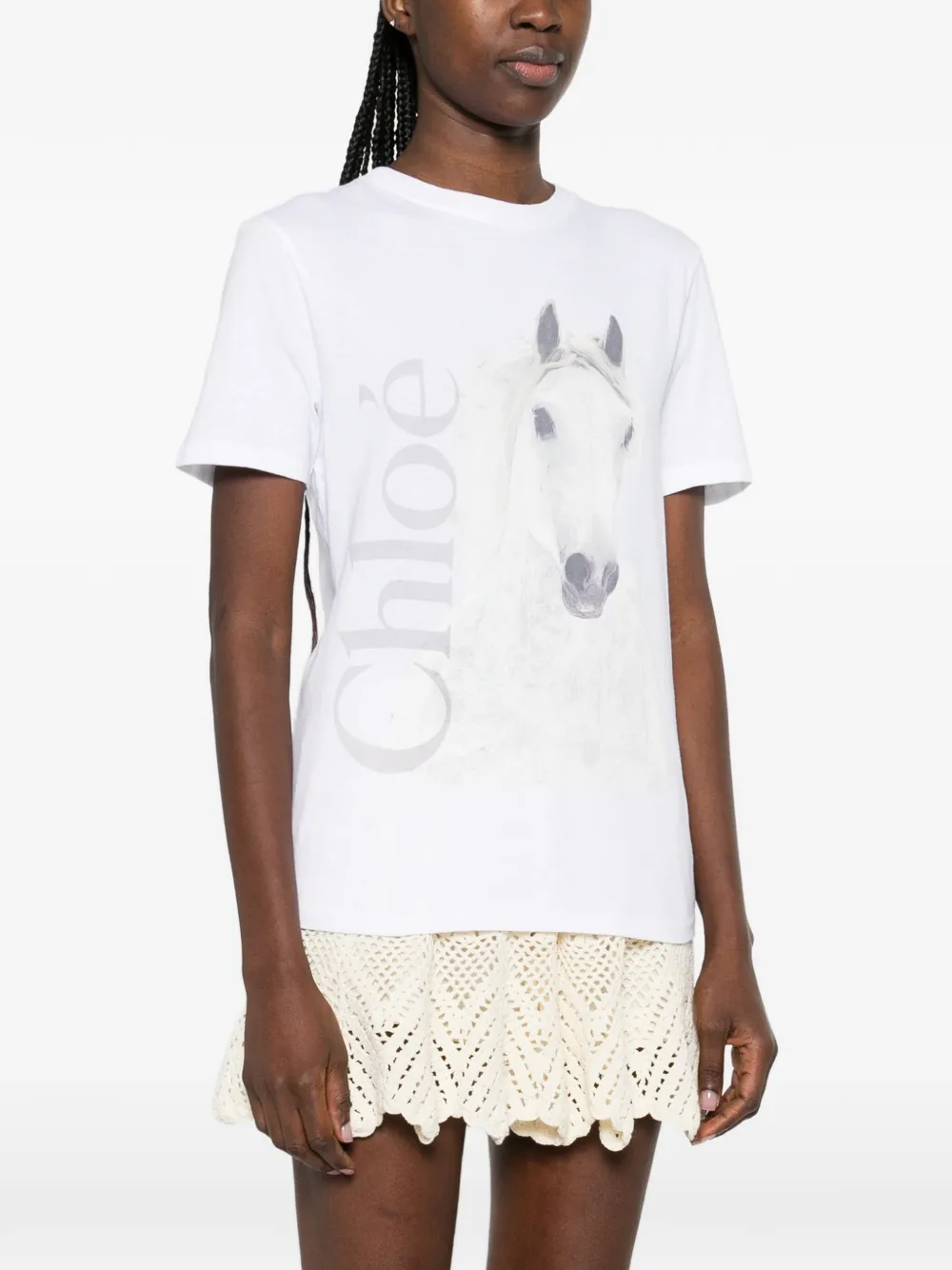 Chloé Katoenen jersey T-shirt met ronde hals en logo Wit