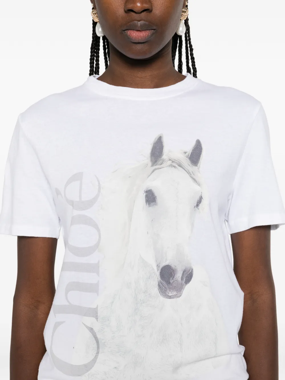 Chloé Katoenen jersey T-shirt met ronde hals en logo Wit