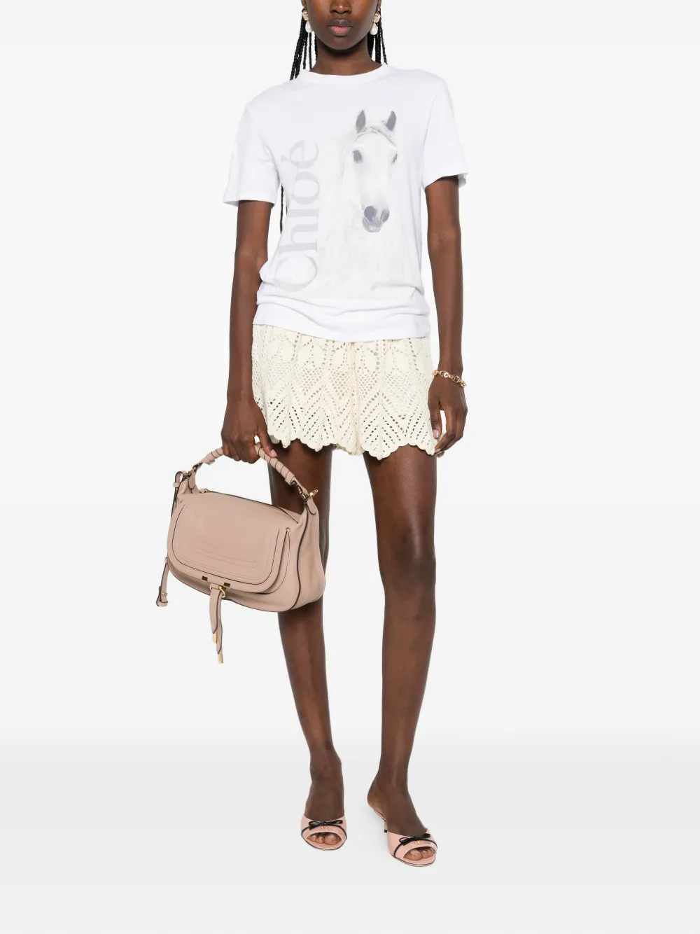 Chloé Katoenen jersey T-shirt met ronde hals en logo Wit