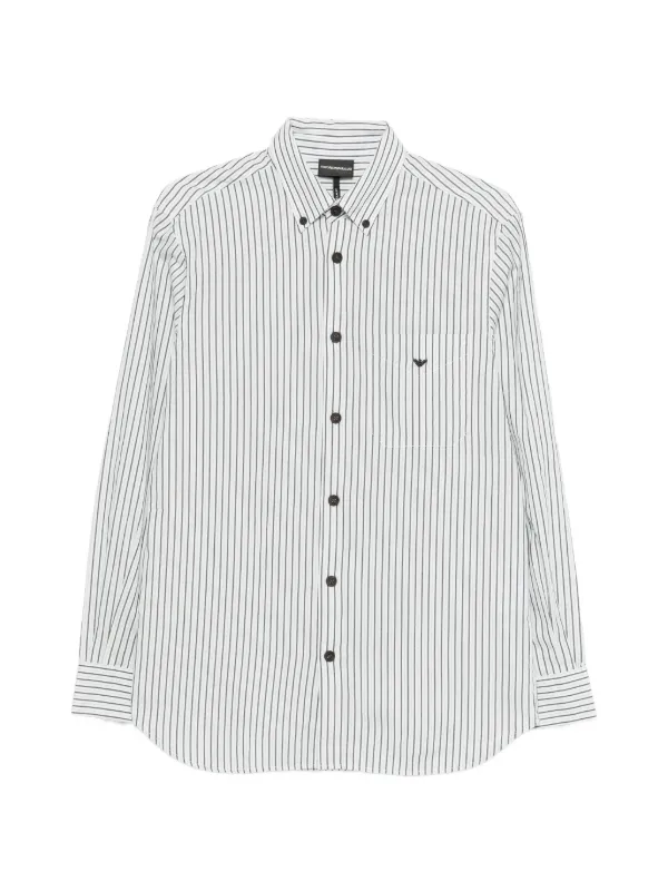 美品 Emporio Armani ストライプ シャツ ジャケット アルマーニ Emporio Armani ストライプ ボタンシャツ | ホワイト | FARFETCH JP