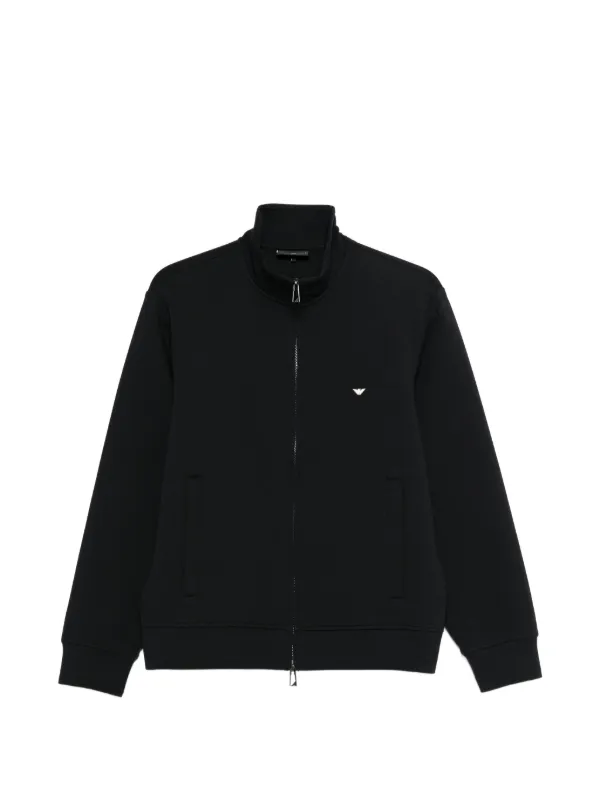 Emporio Armani Zip Mock-neck Sweatshirt in Blue
