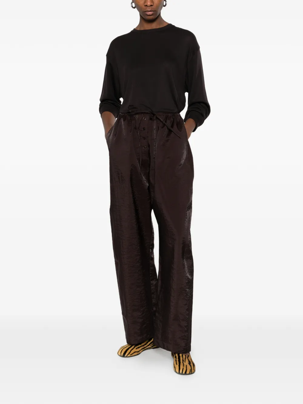 Studio Nicholson Hera broek met knoopsluiting Bruin