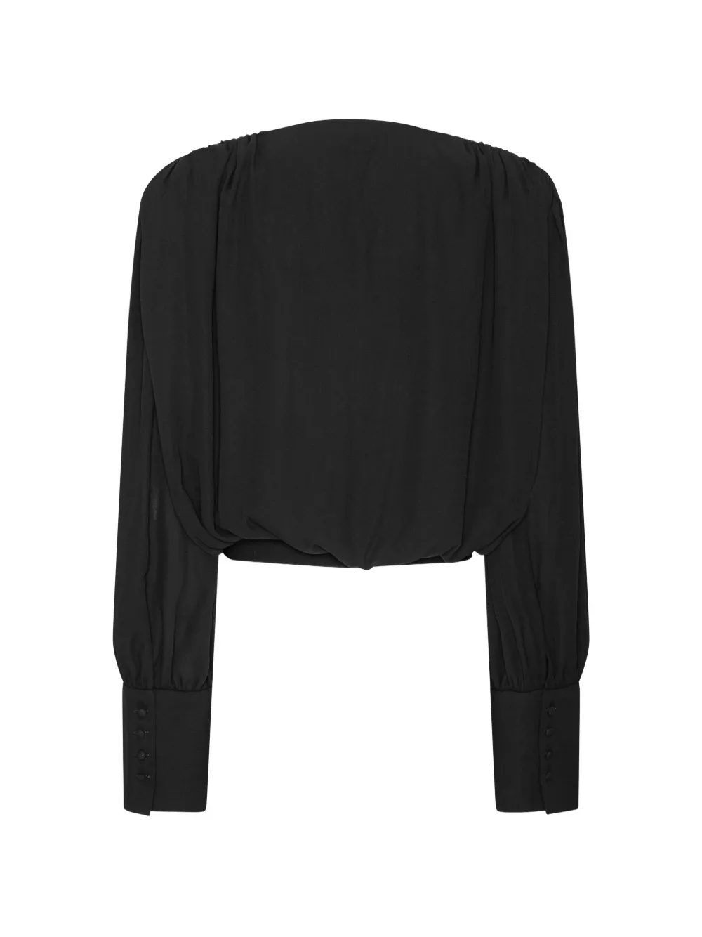  Rotate Birger Christensen Long Sleeve V-neck Blouse - Black 