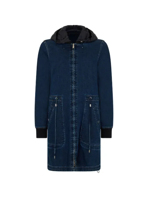 Moorer hooded zip-up denim coat