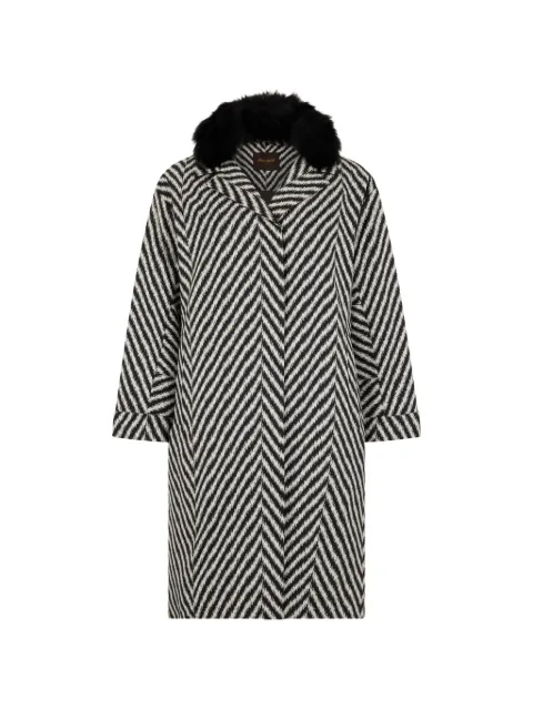 Moorer zigzag-pattern fur-collar coat