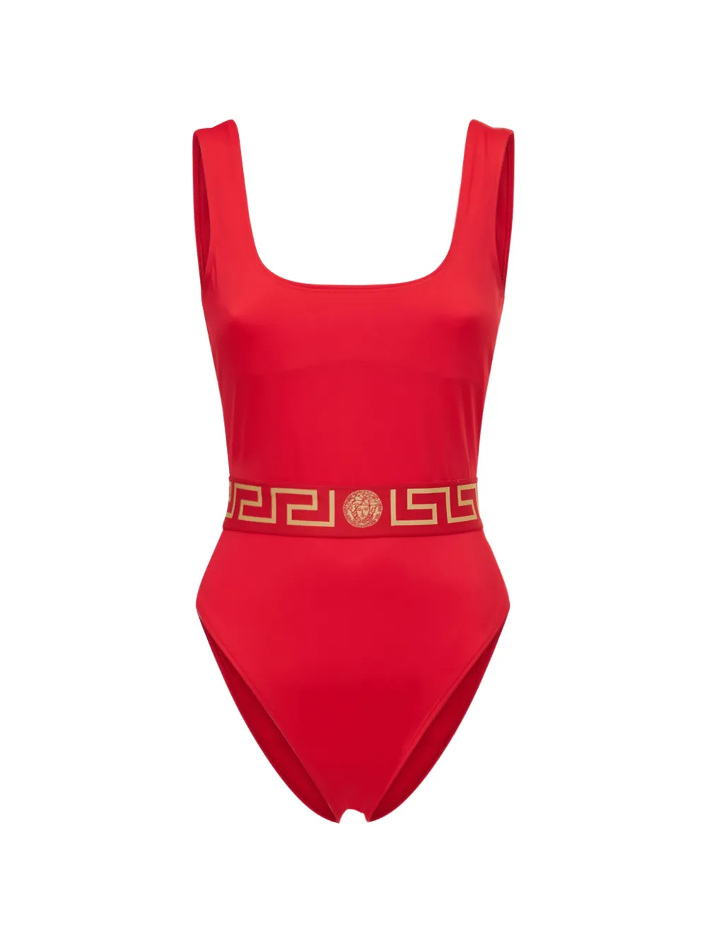 Versace square-neck swimsuit - Rosso