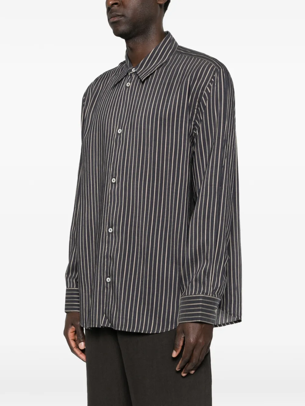  Studio Nicholson Striped Button Shirt - Black 