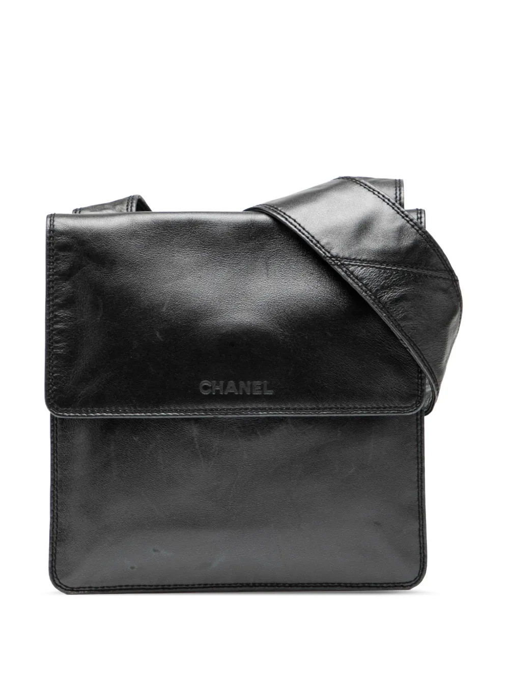 CHANEL Pre-Owned 1997-1999 Lambskin Logo Messenger Bag crossbody bag - Nero