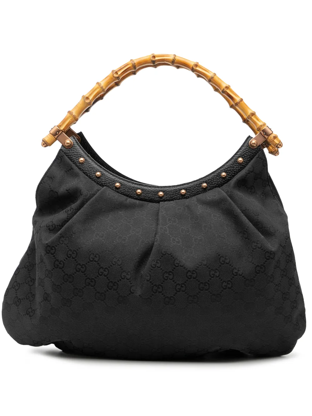 Gucci Pre-Owned 2000-2015 GG Canvas Bamboo Studded hobo bag - Nero